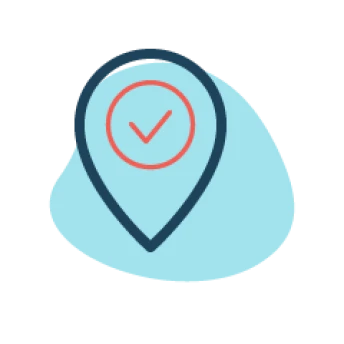 Location pin icon with a checkmark inside