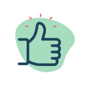 Thumbs up symbol inside a circular graphic