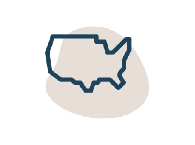 Outline of the United States map inside a circular background