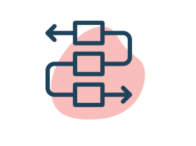 Multiple rectangular shapes connected with directional arrows indicating process